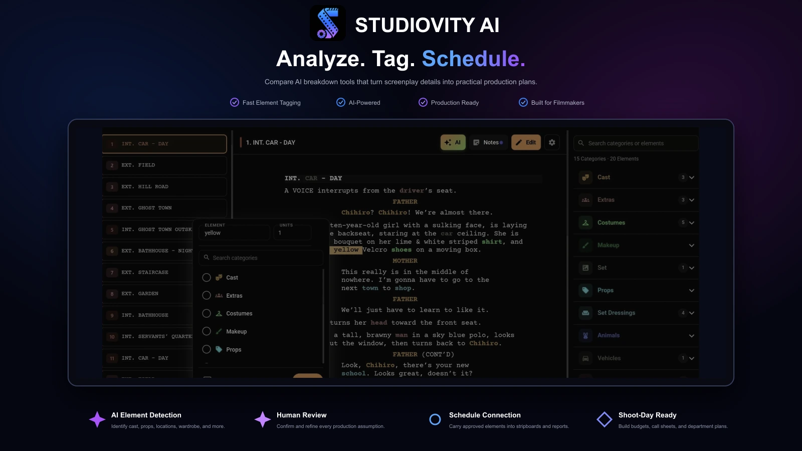 Five best AI script breakdown software tools in 2026