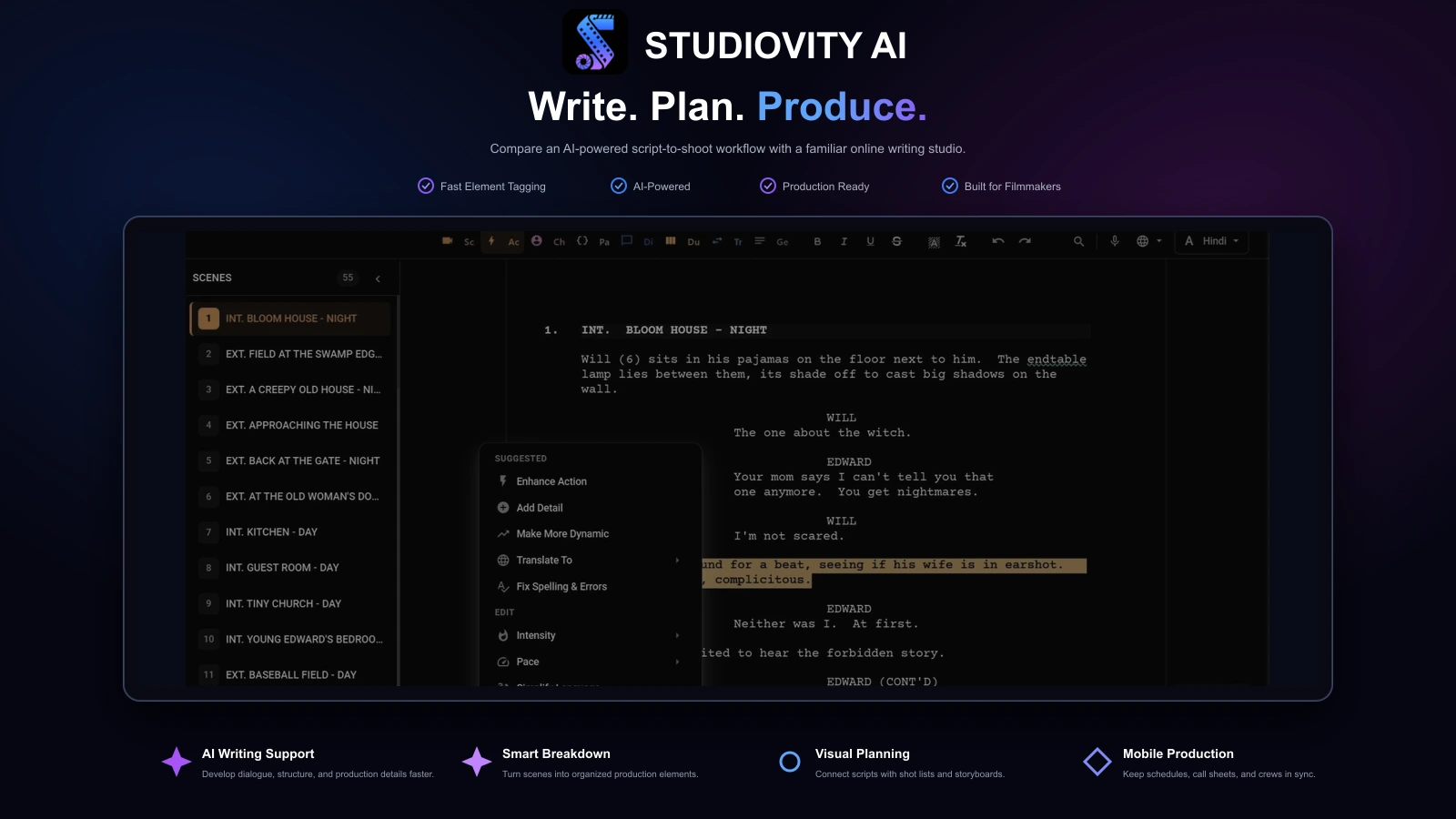 Studiovity versus Celtx screenwriting software comparison
