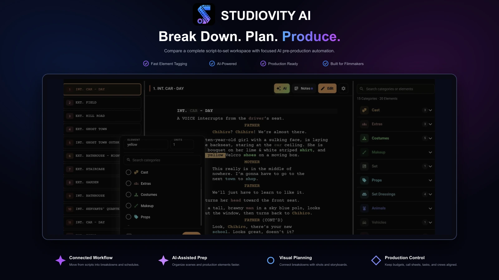 Studiovity versus Filmustage AI pre-production software comparison